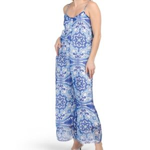 Made In Italy Silk Blend Tile Print Jumpsuit Size US XL